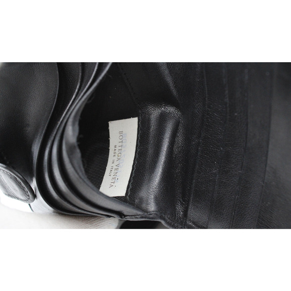 D0 Authentic BOTTEGA VENETA Intrecciato Black Bifold Leather Coin Pouch Wallet - Picture 7 of 9